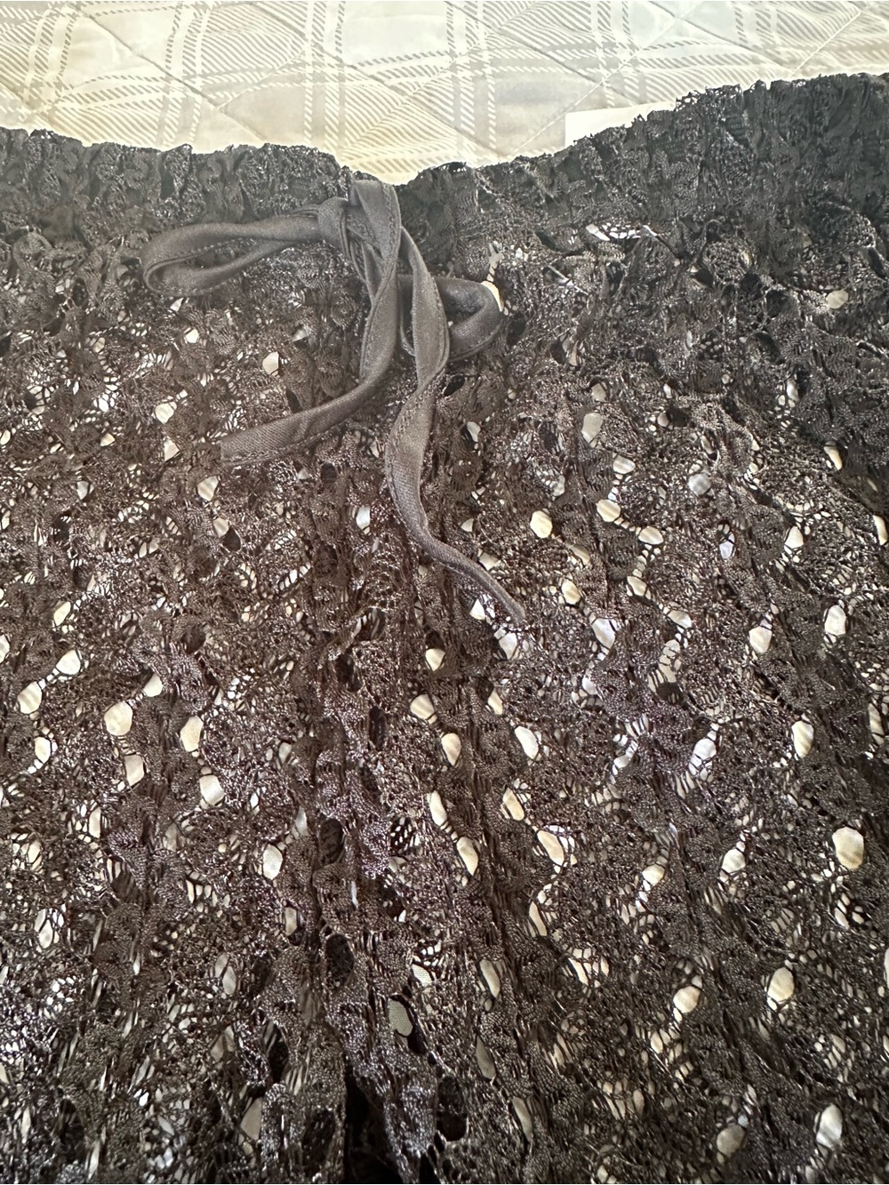 Black Crochet Wide-Leg Swim Coverup Pants - Picture 6 of 7